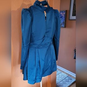 Silk blue short romper